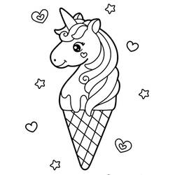 ぬりえページ: ユニコーンアイスクリーム (食べ物と栄養) #211776 - 無料の印刷可能なぬりえページ