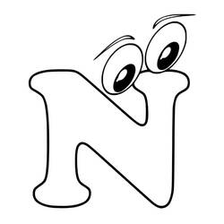 ぬりえ: 文字N - 無料の印刷可能なぬりえページ