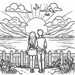 ぬりえ: 夕焼け - 無料の印刷可能なぬりえページ