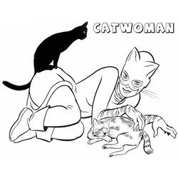 ぬりえページ: キャットウーマン (スーパーヒーローとスーパーヴィラン) #205848 - 無料の印刷可能なぬりえページ