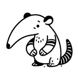 長い鼻を持つアリクイが立つ姿 のぬりえ
