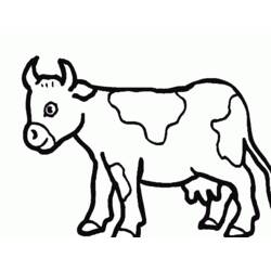 まだら模様の牛が立っている絵 のぬりえ