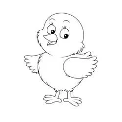 羽を広げて立つひよこ のぬりえ