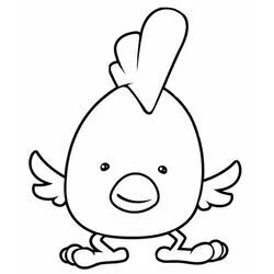 大きな羽根と広げた翼のひよこ のぬりえ