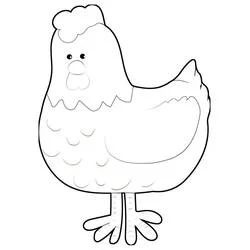 丸い体で立っている雌鶏 のぬりえ