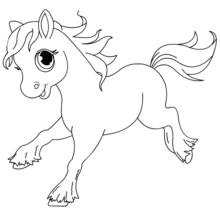 大きな目で駆ける馬 のぬりえ