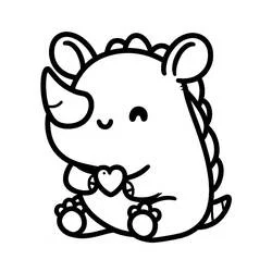 ハートを持つかわいいサイ のぬりえ