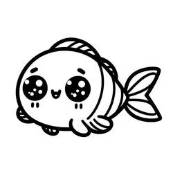 大きなキラキラした目のかわいい魚 のぬりえ
