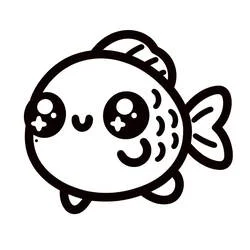 大きくキラキラした目のかわいい魚 のぬりえ