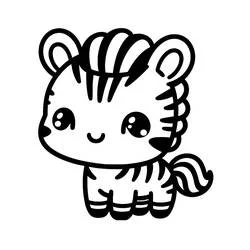 笑顔で立つかわいいシマウマ のぬりえ
