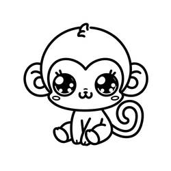 大きな目で座るかわいい猿 のぬりえ