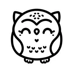 目を閉じたかわいいふくろう のぬりえ