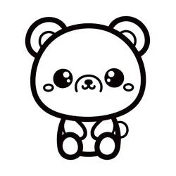 大きな目で座るかわいいクマ のぬりえ