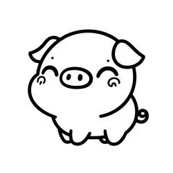 くるんとした尾のかわいい豚 のぬりえ
