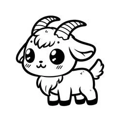 大きな目のかわいいヤギ のぬりえ
