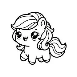 大きな目とふわふわのたてがみを持つかわいい子馬 のぬりえ