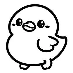 丸い体のかわいいカモ のぬりえ