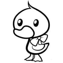 リボンをつけたかわいい子ガモ のぬりえ