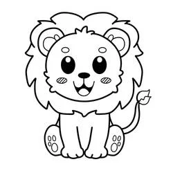 座っているかわいいライオン のぬりえ