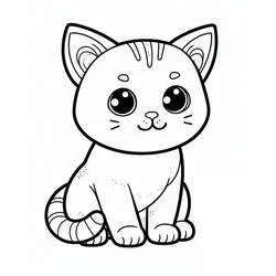 かわいい猫が座っている姿 のぬりえ