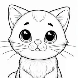 かわいい猫の大きな輝く瞳 のぬりえ