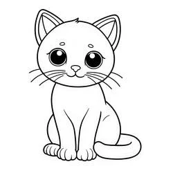 かわいい猫が大きな目で座っている のぬりえ