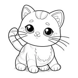 かわいい猫が大きな目で座っている のぬりえ