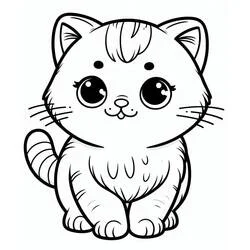 かわいい猫が大きな目で座っている のぬりえ
