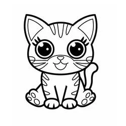 かわいい猫が大きな目で座っている のぬりえ