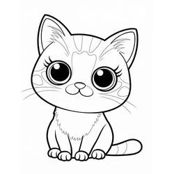 大きな目で座るかわいい猫 のぬりえ