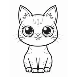 かわいい猫が大きな目で座っている のぬりえ