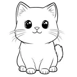 大きな目で座るかわいい猫 のぬりえ