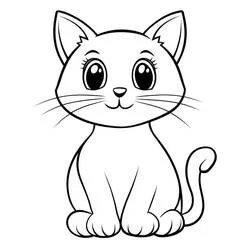 かわいい猫がおすわりして大きな目をしている のぬりえ
