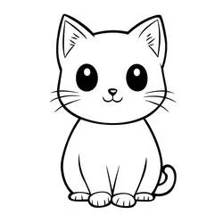 かわいい猫がおすわりしている のぬりえ