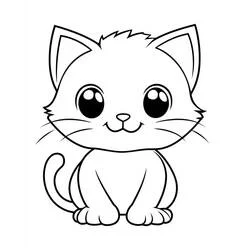 かわいい猫が大きな目で座っている のぬりえ