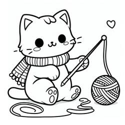 かわいい猫 - 無料の印刷用ぬりえ