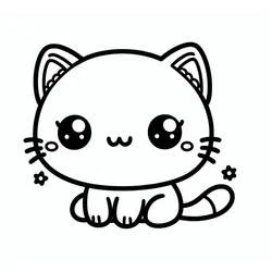 かわいい猫 大きな目で座っている のぬりえ