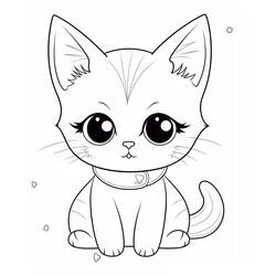 かわいい猫が大きな目で座る のぬりえ