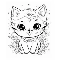 かわいい猫 きらきらした大きな目 のぬりえ