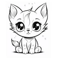 かわいい猫が大きな輝く目で座っている のぬりえ