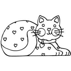 ハート模様の子猫 のぬりえ