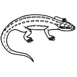 点線模様のトカゲが歩く様子 のぬりえ