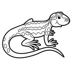しっぽを丸めた笑顔のトカゲ のぬりえ