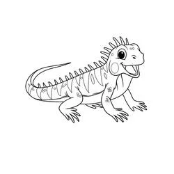 背中にとげのある笑顔のトカゲ のぬりえ