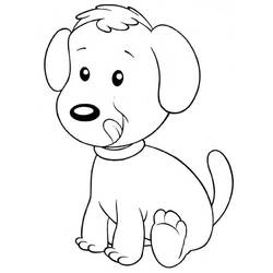 舌を出して座る子犬 のぬりえ