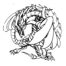 円形に丸まったベイブレードのドラゴン のぬりえ