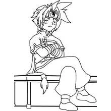 手すりに座るベイブレードのキャラクター のぬりえ