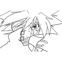 とげのある髪のベイブレードキャラクターの顔 のぬりえ