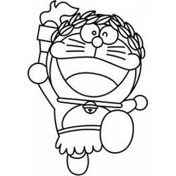 オリンピックの聖火を持つドラえもん のぬりえ