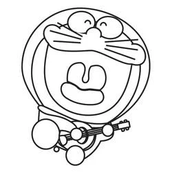 ギターを弾くドラえもん のぬりえ
